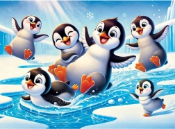 Drvene puzzle Veseli pingvini WOODEN CITY, 40 dijelova