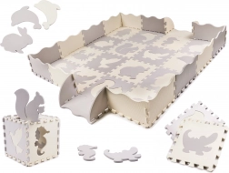 Pjenasta edukativna podloga puzzle, siva i ecru, 36 dijelova, 150 × 150 cm