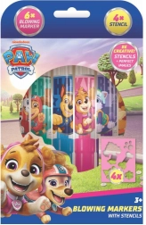 Puhajući flomasteri sa šablonama za djevojčice Paw Patrol, 6 kom
