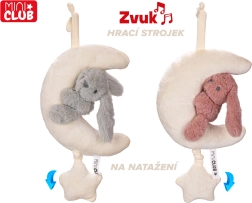 Plišani mjesečić sa zekićem s mehaničkom glazbenom kutijicom 35 cm