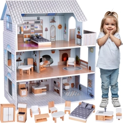 Drvena kućica za lutke s 3 kata i namještajem