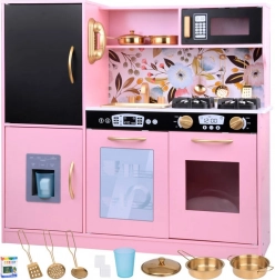 Drvena retro kuhinja za djecu s hladnjakom i pećnicom