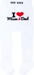 pamučne tajice/štrample New Baby bijele I Love Mum and Dad (0–3 mj)