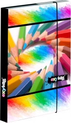 Kutija za bilježnice A4 – pastelne bojice s gumicom