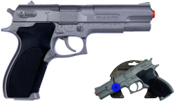 Policijski pištolj srebrni mat metalni 8 metaka