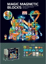 Magnetic 3D Building Set with Lights, 202 Pieces