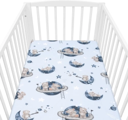 Pamučna plahta za dječji krevetić NEW BABY Teddy Bear in Space 120 × 60 cm