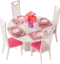 Set namještaja za lutke – blagovaonica sa stolom, stolicama i posuđem, 43 dijela