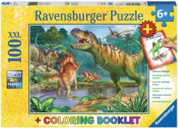 Puzzle prapovijesni svijet dinosaura XXL 100 dijelova + bojanke RAVENSBURGER