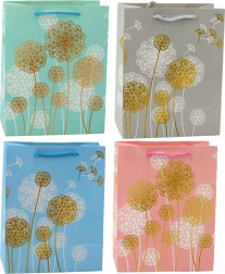 Poklon-vrećica s motivom maslačka sa zlatnim akcentima 23 x 18 x 10,5 cm