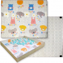 Obostrana sklopiva pjenasta podloga za igru 2u1 HUMBI 200 × 180 cm s rubovima na čičak