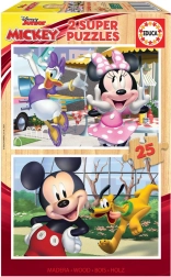 Drvene puzzle Mickey i prijatelji 2x25 dijelova