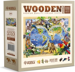 Drvene puzzle karta svijeta životinja 1010 dijelova WOODEN CITY
