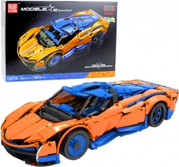 Konstrukcijski set daljinski upravljan sportski automobil, 1883 dijela – plavo‑narančast