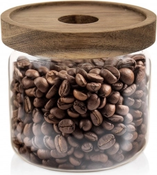 Staklenka za rasute namirnice s drvenim poklopcem i brtvom 500 ml