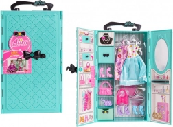 Plavi ormar za lutke s odjećom i dodacima