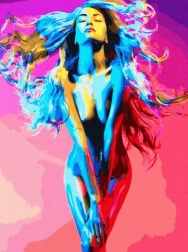 Dijamantno slikanje – žena okupana bojama 30 × 40 cm