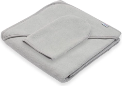 Dječji frotirni ručnik s kapuljačom New Baby Basic 80 × 80 cm sivi