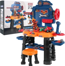 Dječji radni stol za radionicu 3+ s interaktivnom aku bušilicom, stolićem i 181 dijelom