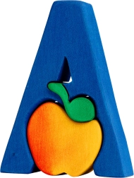 fauna abeceda slovo a – jabuka drvene umetaljke puzzle