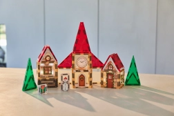 Cleverclixx magnetski građevinski set adventski kalendar Božićno selo – 46 kom.