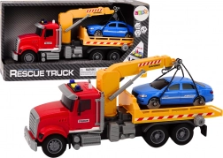 Crveno vučno vozilo s dizalicom i svjetlosnim efektima