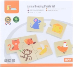 VIGA drvene puzzle nahrani životinjicu – što jedu životinje, 24 dijela