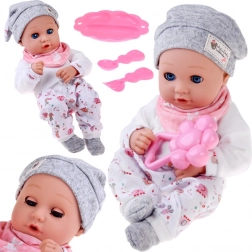 Beba lutka 32 cm s pomičnim kapcima i setom za hranjenje
