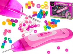 Ružičasti set za pletenje s perlicama