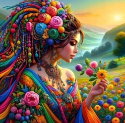 Dijamantno slikanje – djevojka u slapovima boja 30 × 40 cm