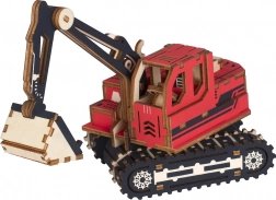 Drvene 3D slagalica bager crvena