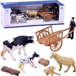 Set figurica farma – ručno oslikane životinje i farmer s priborom – B
