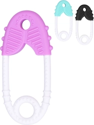 Silicone baby teether in the shape of a safety pin - 1 piece
