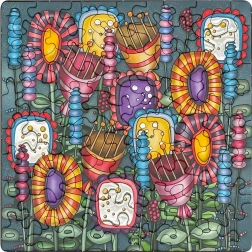 Kvadratne puzzle CURIOSI Q Silver – šareni cvjetovi, 72 dijela