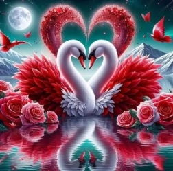 Dijamantno slikanje zaljubljeni labudovi 30 × 40 cm