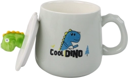 Keramička šalica s motivom dinosaura i poklopcem 350 ml