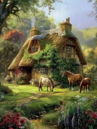 Dijamantno slikanje Šumska kućica kreativni set 30x40 cm