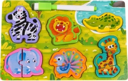 Drvena ploča s obostranom površinom i životinjskim puzzlama – Safari