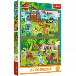 Puzzle 2x24 Mali dinosauri Universal Jurassic World Trefl
