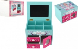 drvena kutija za nakit Princess sa zrcalom i 3 ladice