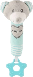 Baby squeaky plush rattle with teether BABY MIX – teddy bear, mint