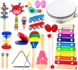 Wooden set of children's musical instruments