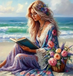 Dijamantno slikanje Djevojka s knjigom 30x40 cm