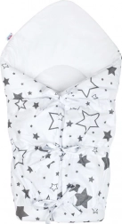 Klasična vezna povoj-deka bijela sa sivim zvjezdicama NEW BABY