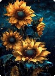 Dijamantno slikanje suncokreta noću 30 × 40 cm