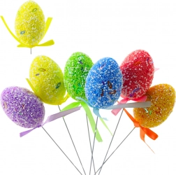 Uskrsna jaja na štapiću s mašnicom, šarena set od 6 kom