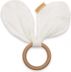 Drveno grizalo s muslinom New Baby Ears, bijelo