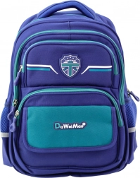 Školska dječja torba s prsnom trakom u tamnoplavoj i zelenoj