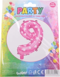 Napušni balon broj 9 ružičasti sa srcima
