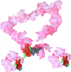 Ružičasti havajski set – ogrlica i narukvice